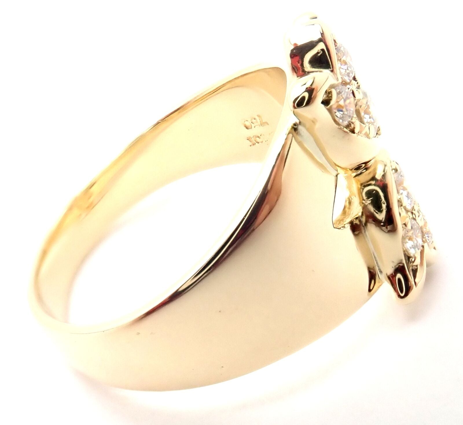 Rare! Authentic Christian Dior 18k Yellow Gold Diamond Flower Tulip Band Ring | Fortrove