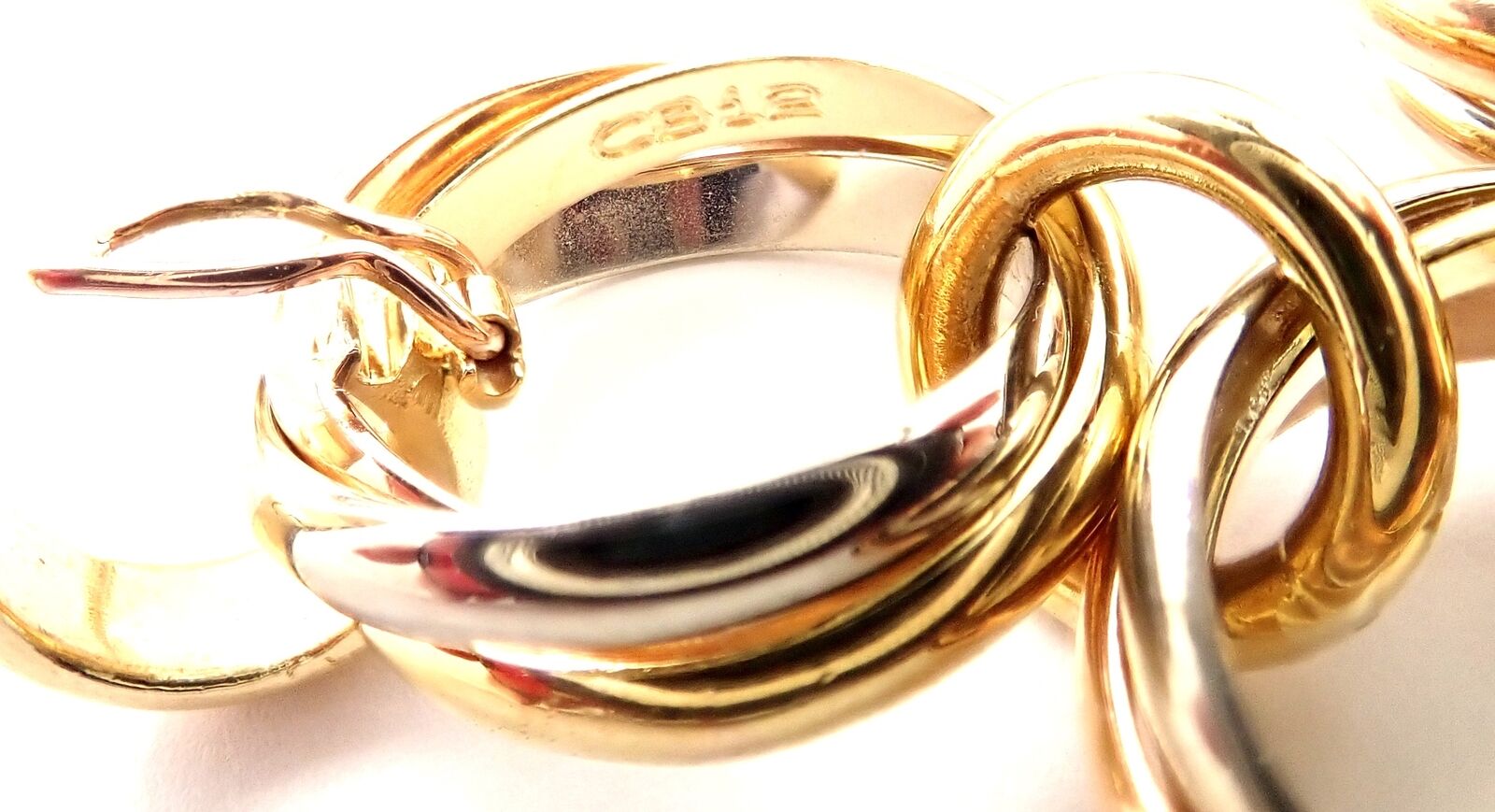 Authentic! Cartier Trinity 18k Multi Color Gold Round Wide Link Bracelet | Fortrove