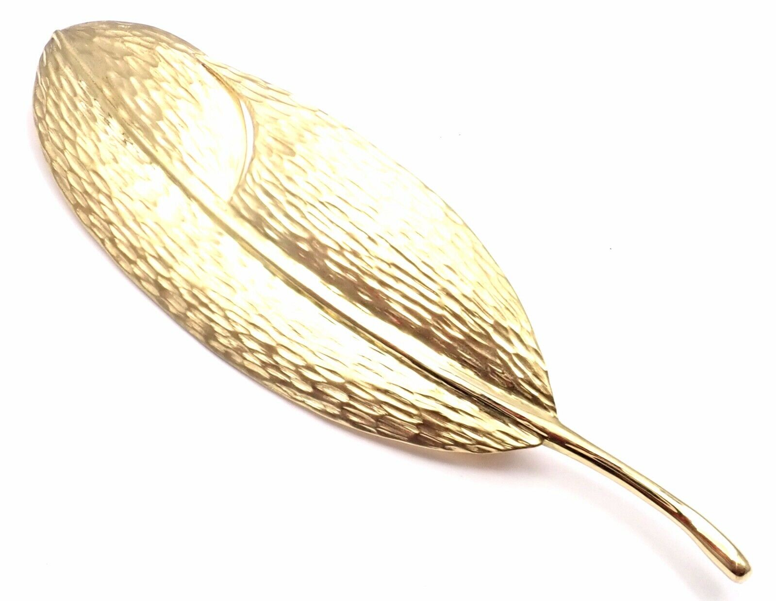 Authentic! Tiffany & Co Angela Cummings 18K Yellow Gold Leaf Pin Brooch | Fortrove