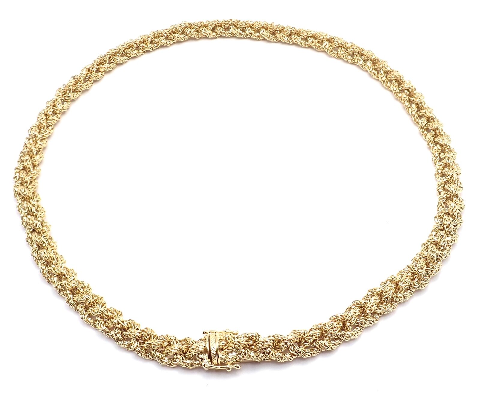 Authentic! Vintage Tiffany & Co 18k Yellow Gold Basketweave Link Chain Necklace | Fortrove
