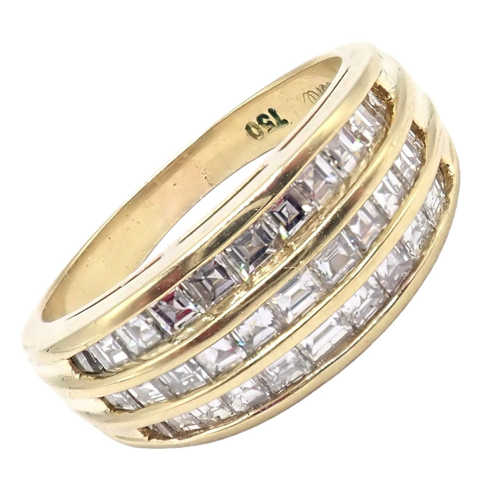 Authentic! Julius Cohen 18k Yellow Gold Diamond 1.30ct Band Ring | Fortrove