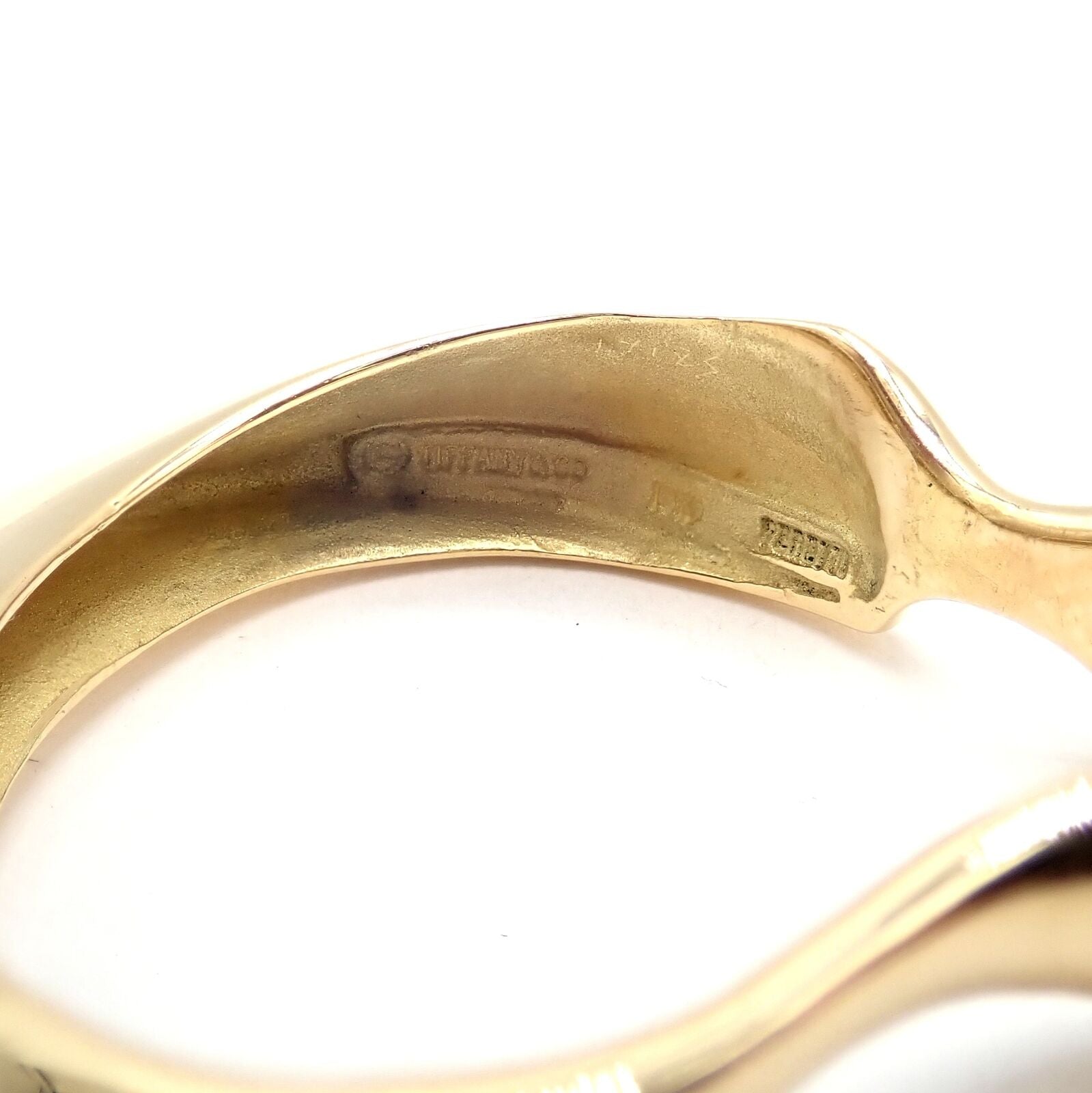 Authentic Vintage Tiffany & Co 18k Yellow Gold Peretti Lily Lobe Hoop Earrings | Fortrove