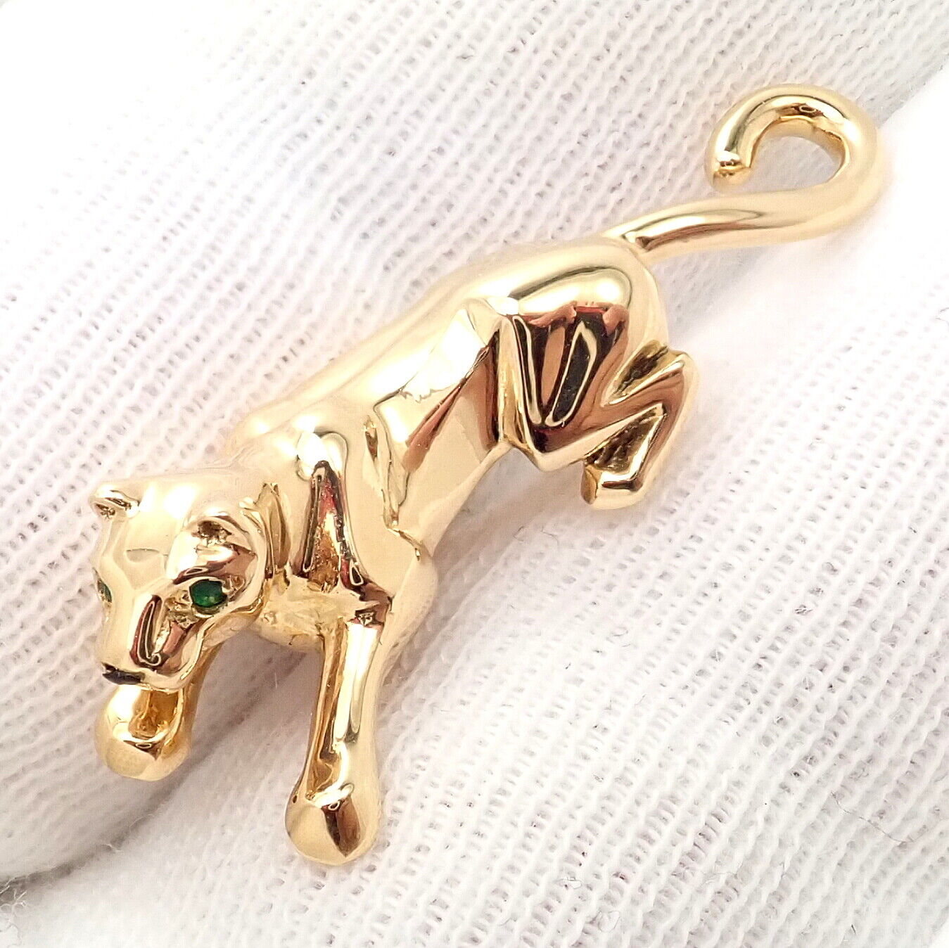 Authentic! Cartier Panther Panthere 18k Yellow Gold Tie Lapel Pin | Fortrove