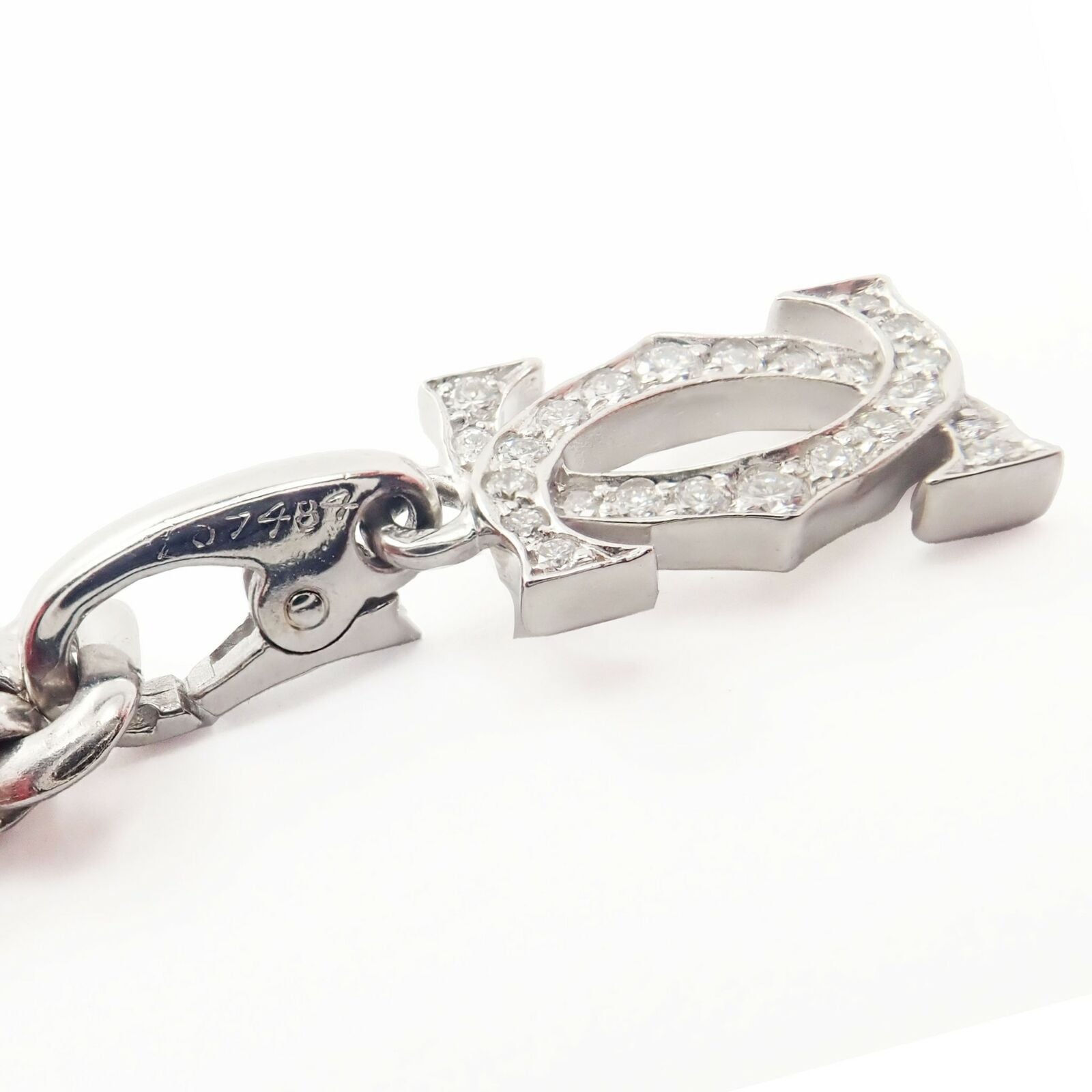 Authentic! Cartier 18k White Gold 3 Charm Bracelet with Diamond Cross Double C's | Fortrove