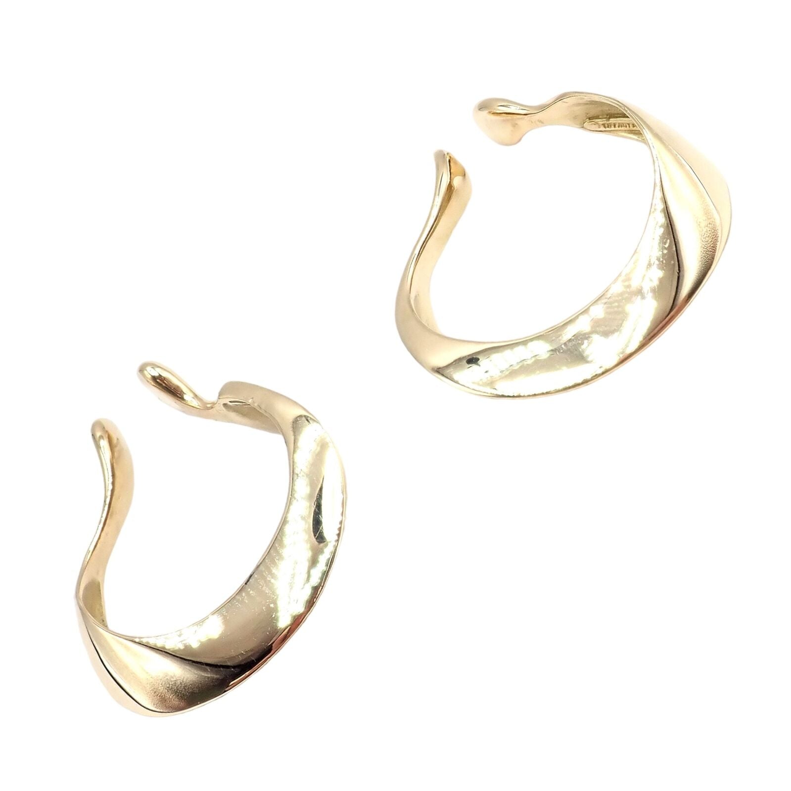 Authentic Vintage Tiffany & Co 18k Yellow Gold Peretti Lily Lobe Hoop Earrings | Fortrove