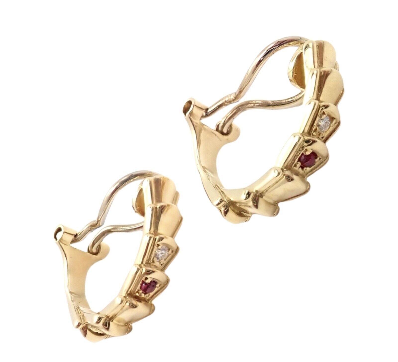 Rare! Authentic Christian Dior 18k Yellow Gold Diamond Ruby Earrings | Fortrove