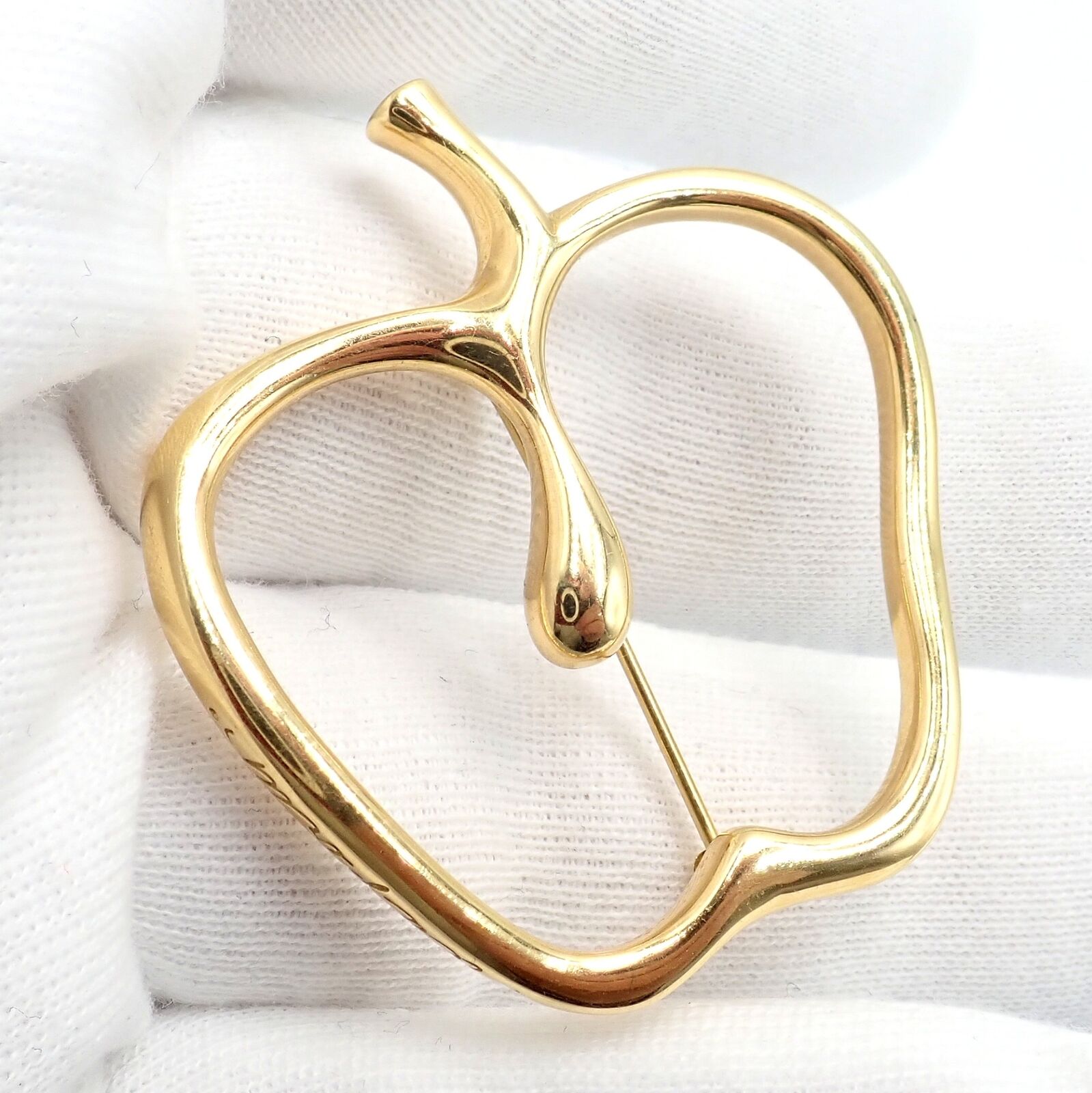Authentic! Vintage Tiffany & Co Peretti 18k Yellow Gold Large Apple Pin Brooch | Fortrove