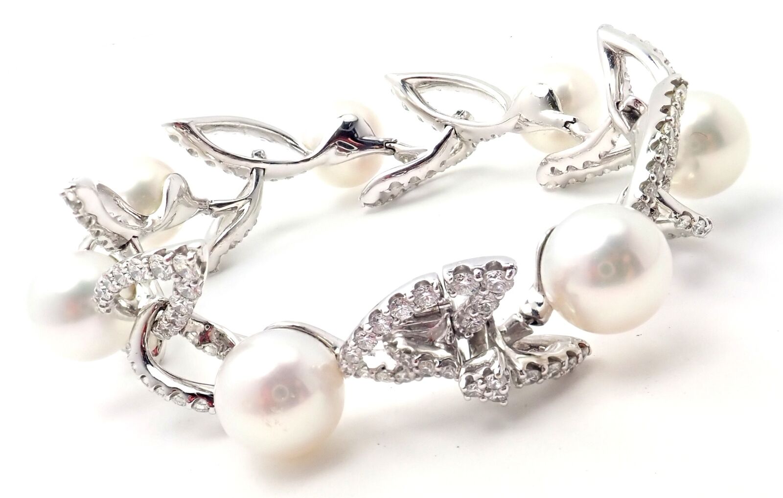 Mikimoto Jewelry & Watches:Fine Jewelry:Bracelets & Charms Rare! Authentic Mikimoto 18k White Gold 7ct Diamond 12mm Pearl Bracelet