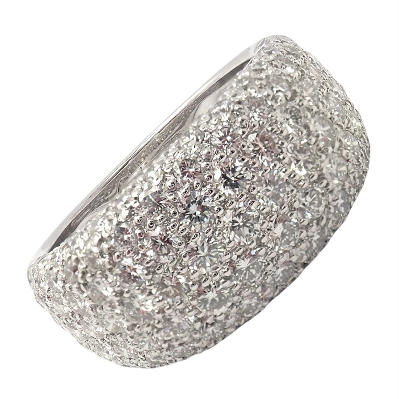 Authentic Cartier 18k White Gold Diamond Band Ring Size 53 US 6 1/4 | Fortrove