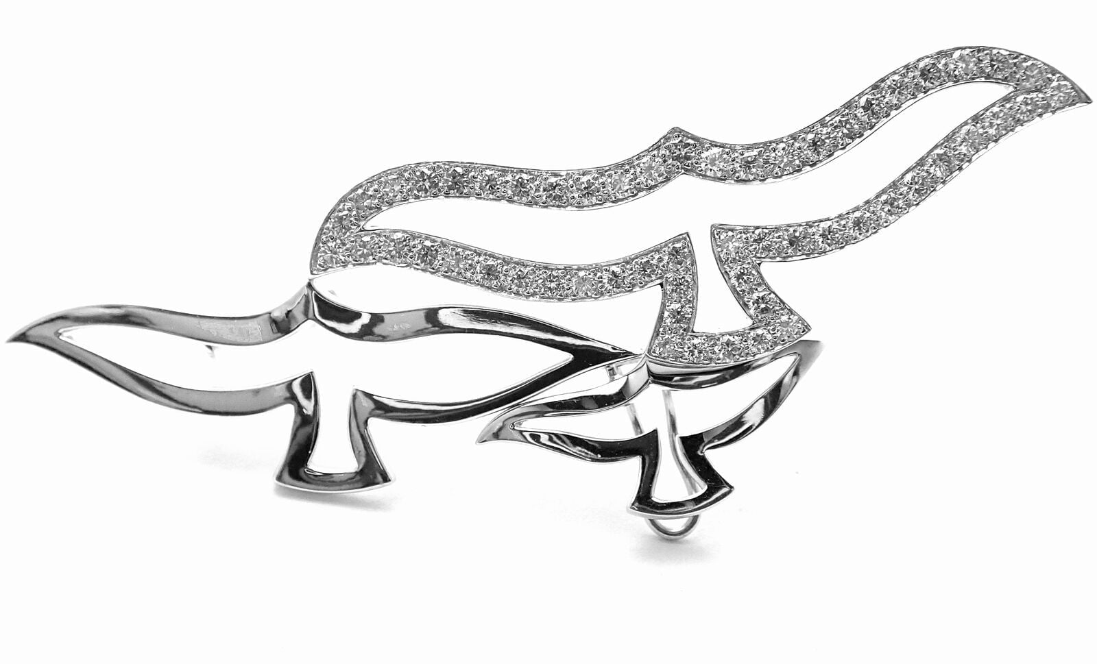 Rare! Authentic Cartier Bird 18k White Gold Diamond Pendant Pin Brooch | Fortrove