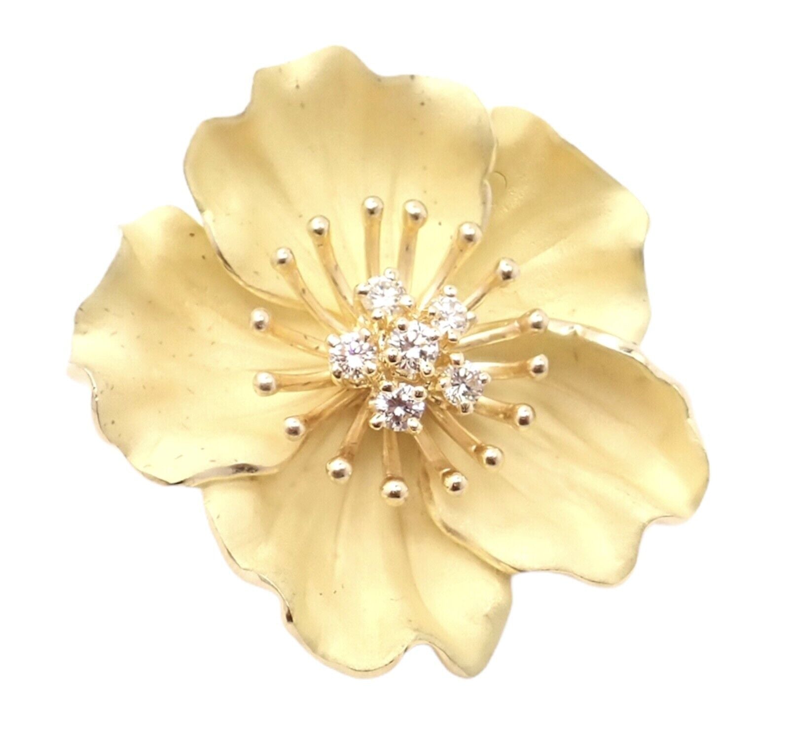 Tiffany & Co. Jewelry & Watches:Fine Jewelry:Brooches & Pins Authentic! Tiffany & Co 18k Yellow Gold Diamond Dogwood Flower Brooch Pin