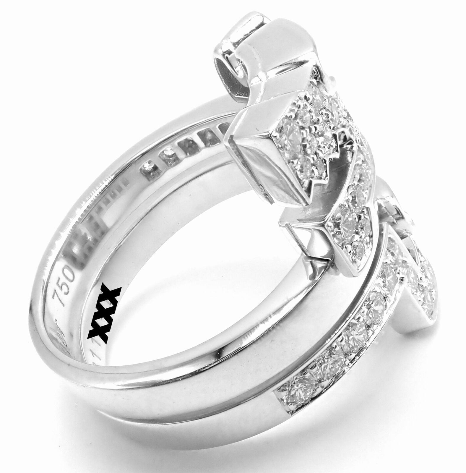 Authentic! Cartier Le Baiser Du Dragon 18k White Gold Diamond Ruby Ring Size 53 | Fortrove