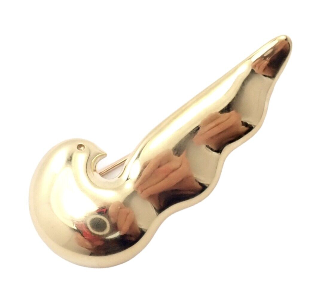 Authentic Tiffany & Co. 18k Yellow Gold Paloma Picasso Dove Bird Pin Brooch 1981 | Fortrove