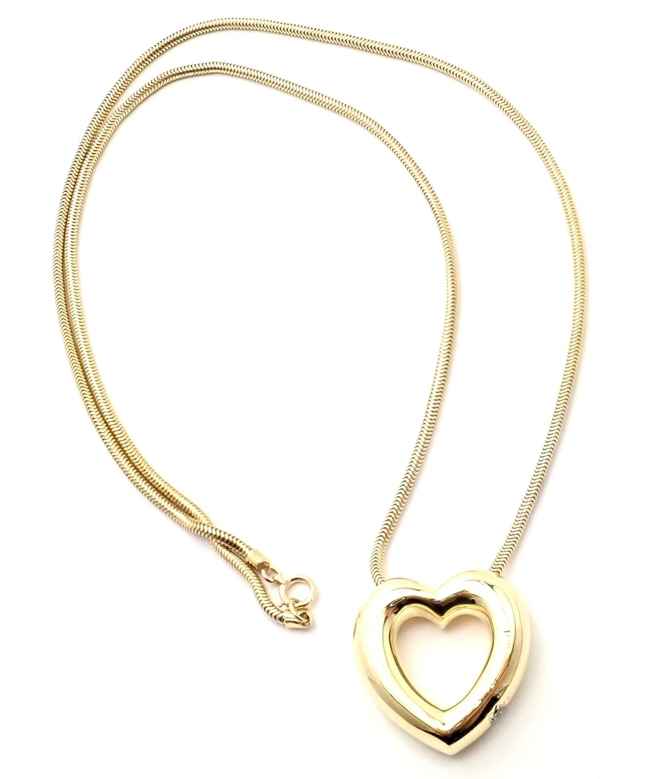 Authentic! Tiffany & Co Picasso 18k Yellow Gold Diamond Heart Pendant Necklace | Fortrove
