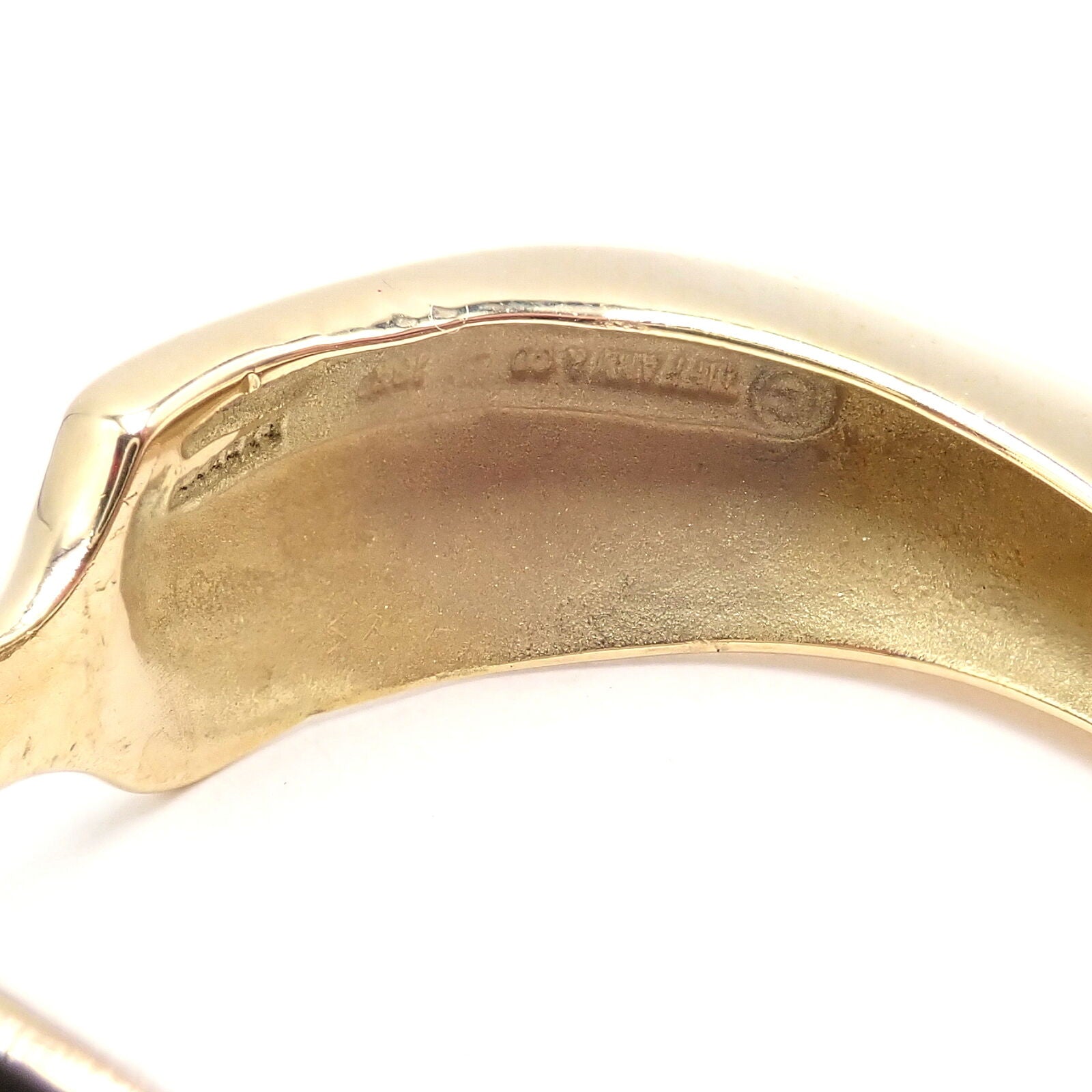 Authentic Vintage Tiffany & Co 18k Yellow Gold Peretti Lily Lobe Hoop Earrings | Fortrove