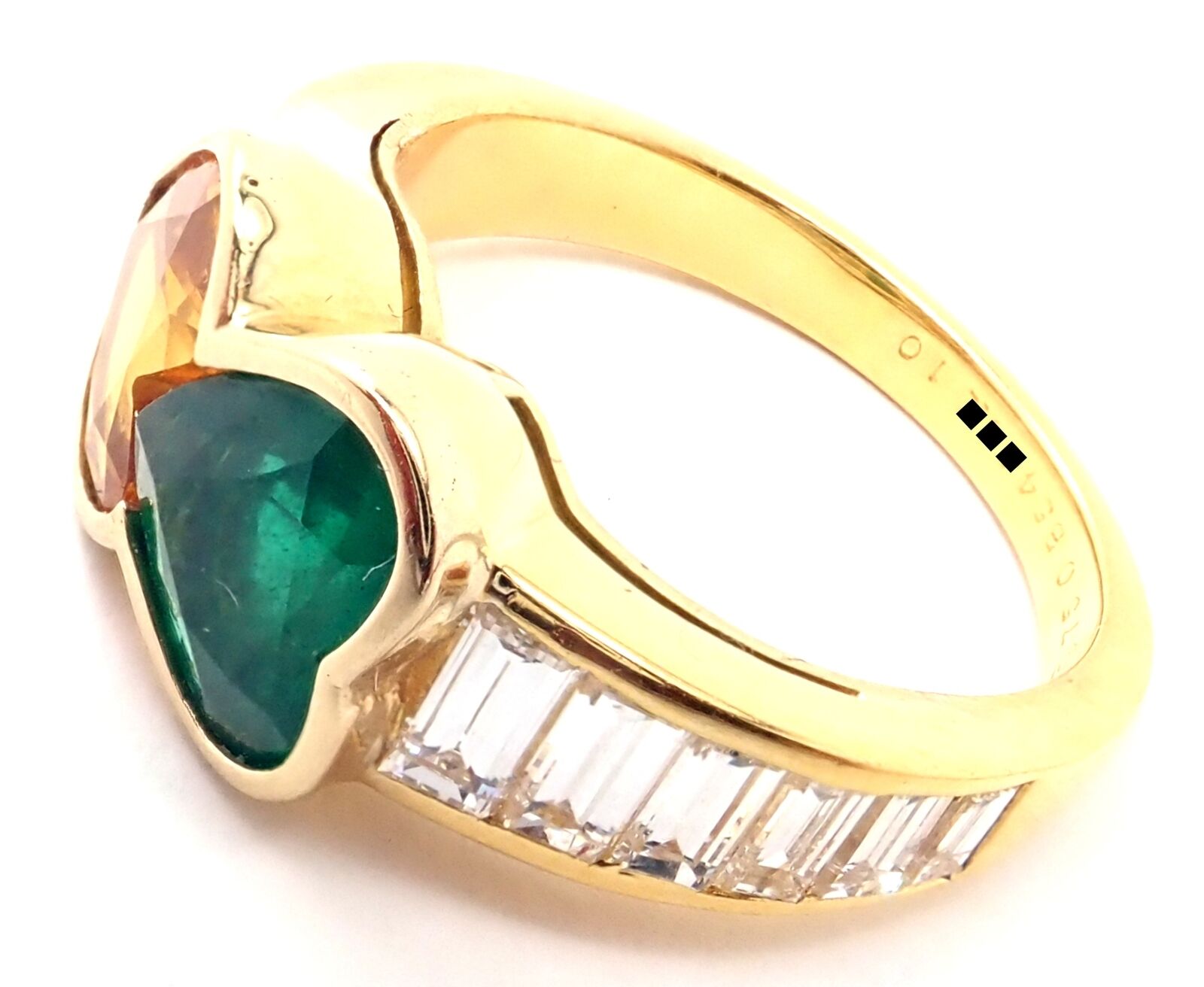 Authentic Van Cleef & Arpels 18k Gold Diamond Emerald Yellow Sapphire Ring Paper | Fortrove