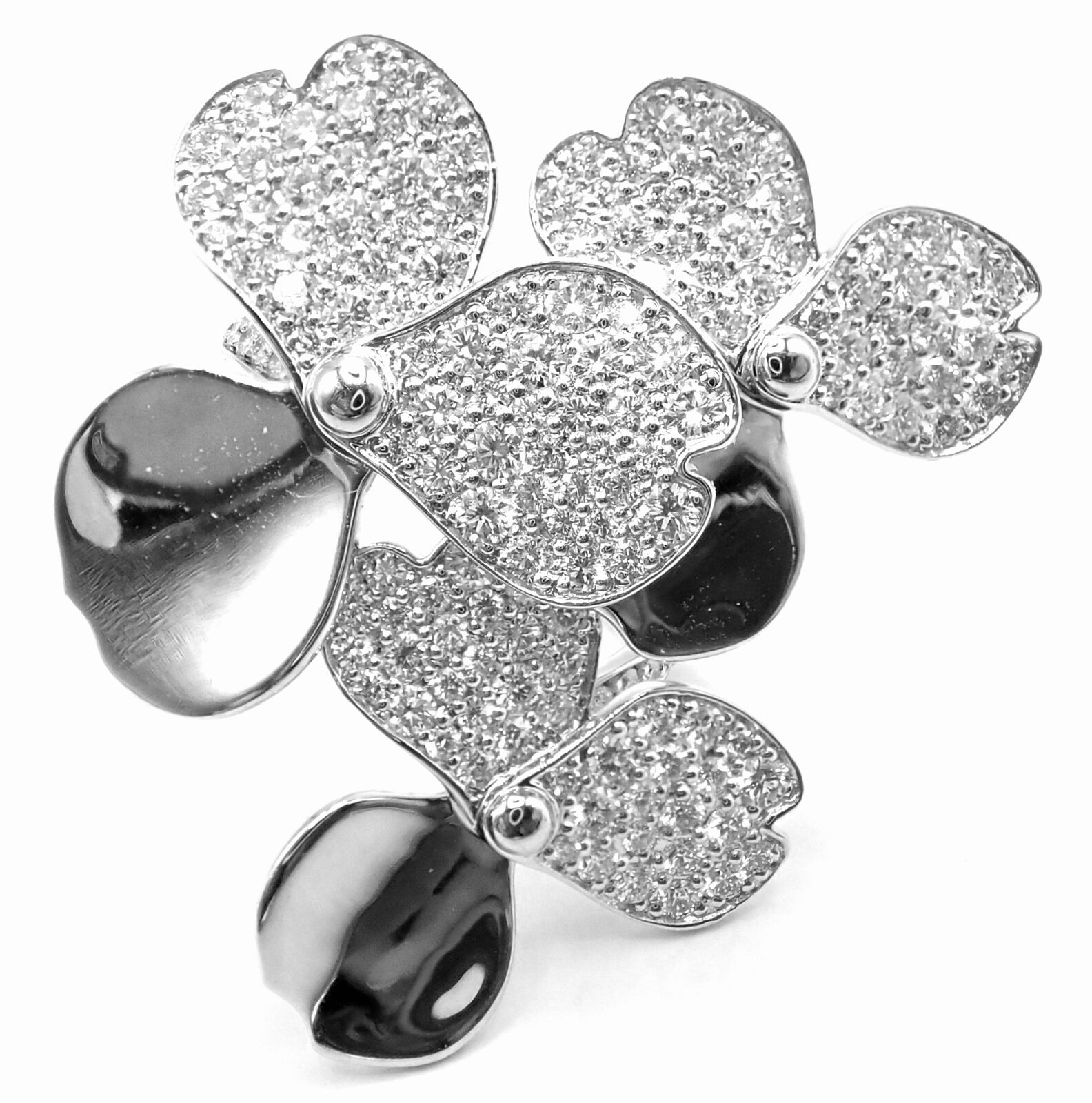Authentic! Tiffany & Co Paper Flowers Platinum Diamond Large Ring | Fortrove