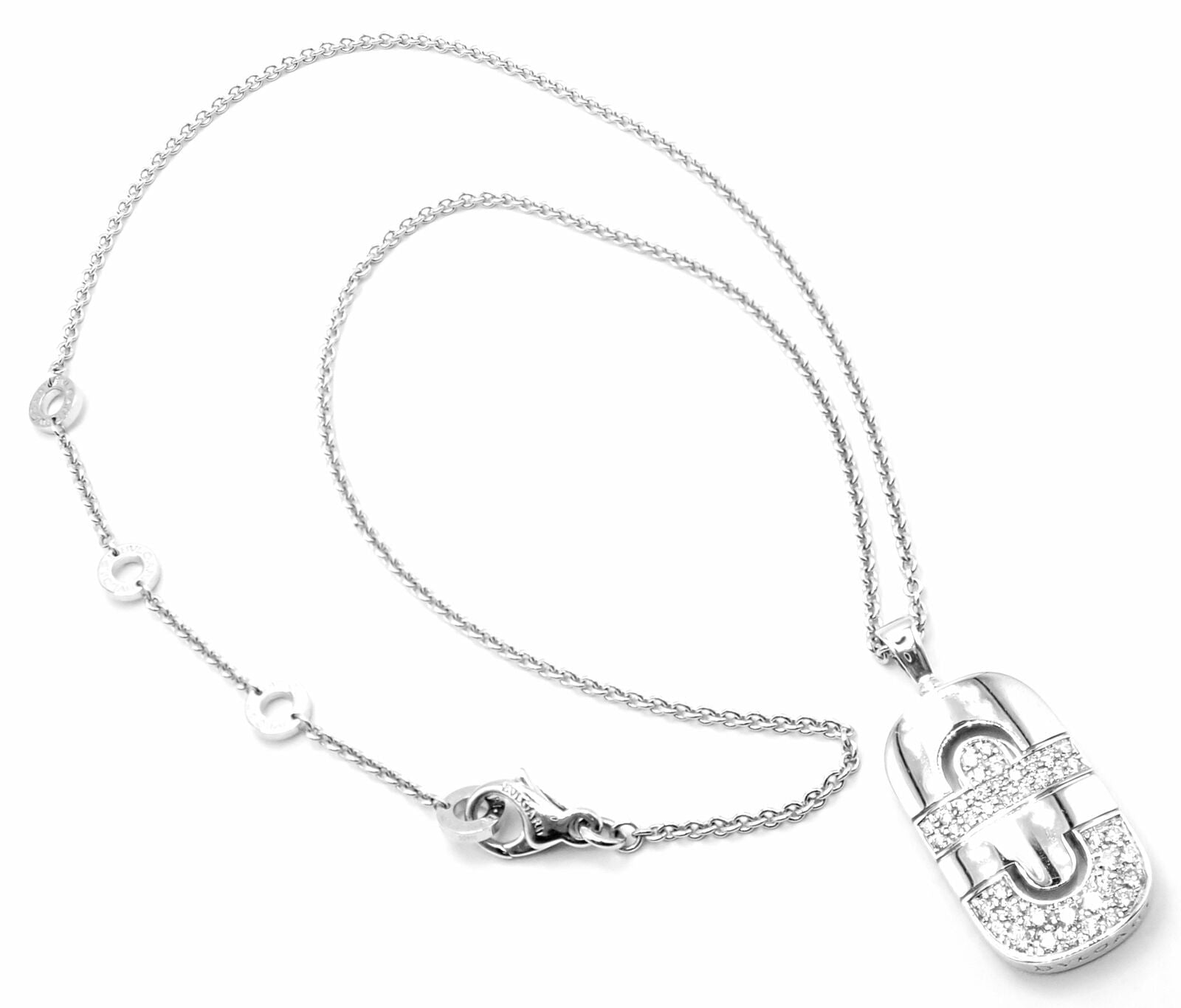Bulgari Jewelry & Watches:Fine Jewelry:Necklaces & Pendants Authentic! Bulgari Bvlgari Parentesi 18k White Gold Diamond Pendant Necklace