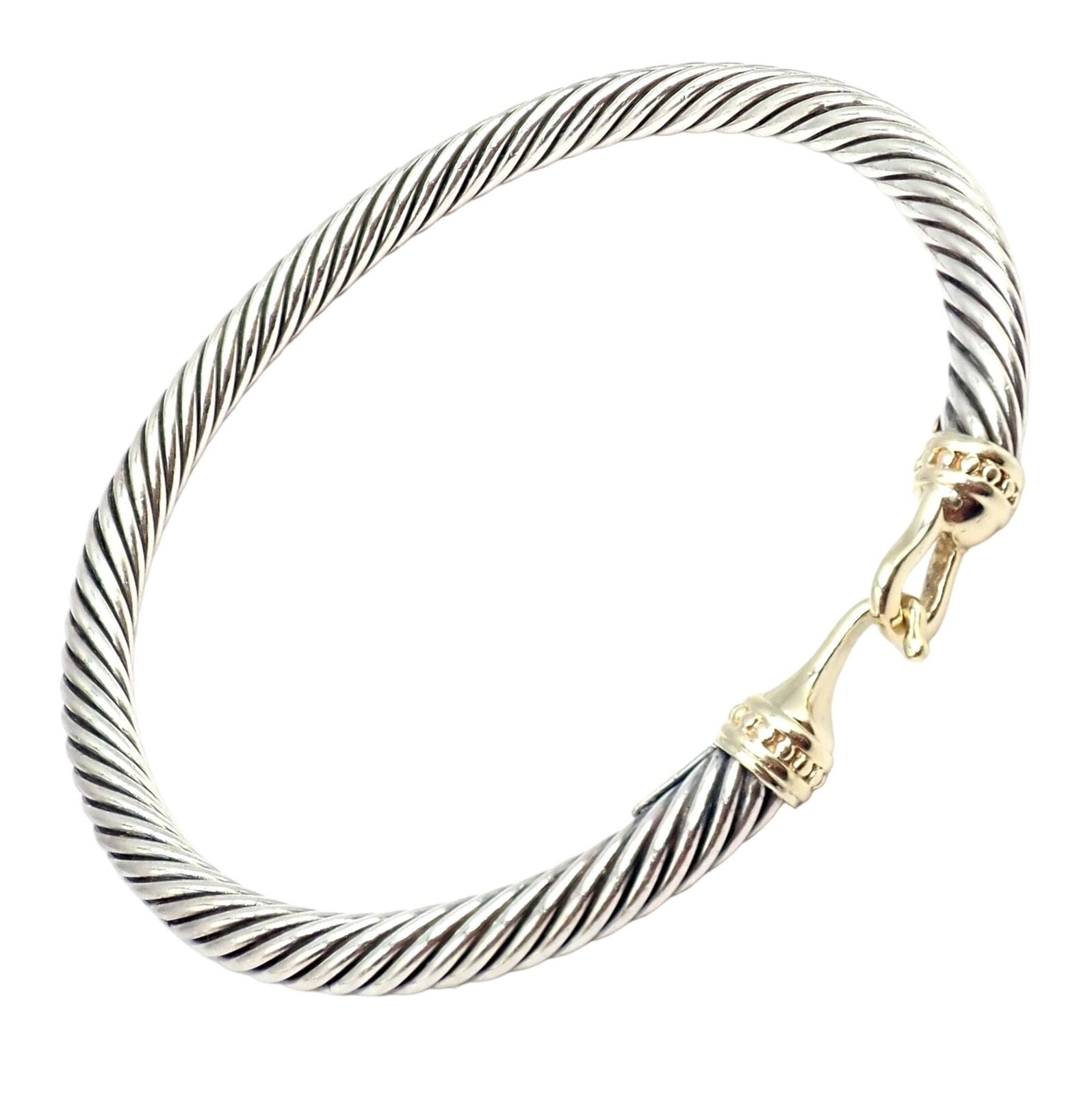 David Yurman Jewelry & Watches:Fine Jewelry:Bracelets & Charms David Yurman DY Silver 14k Yellow Gold 5mm Cable Classic Hook Bracelet
