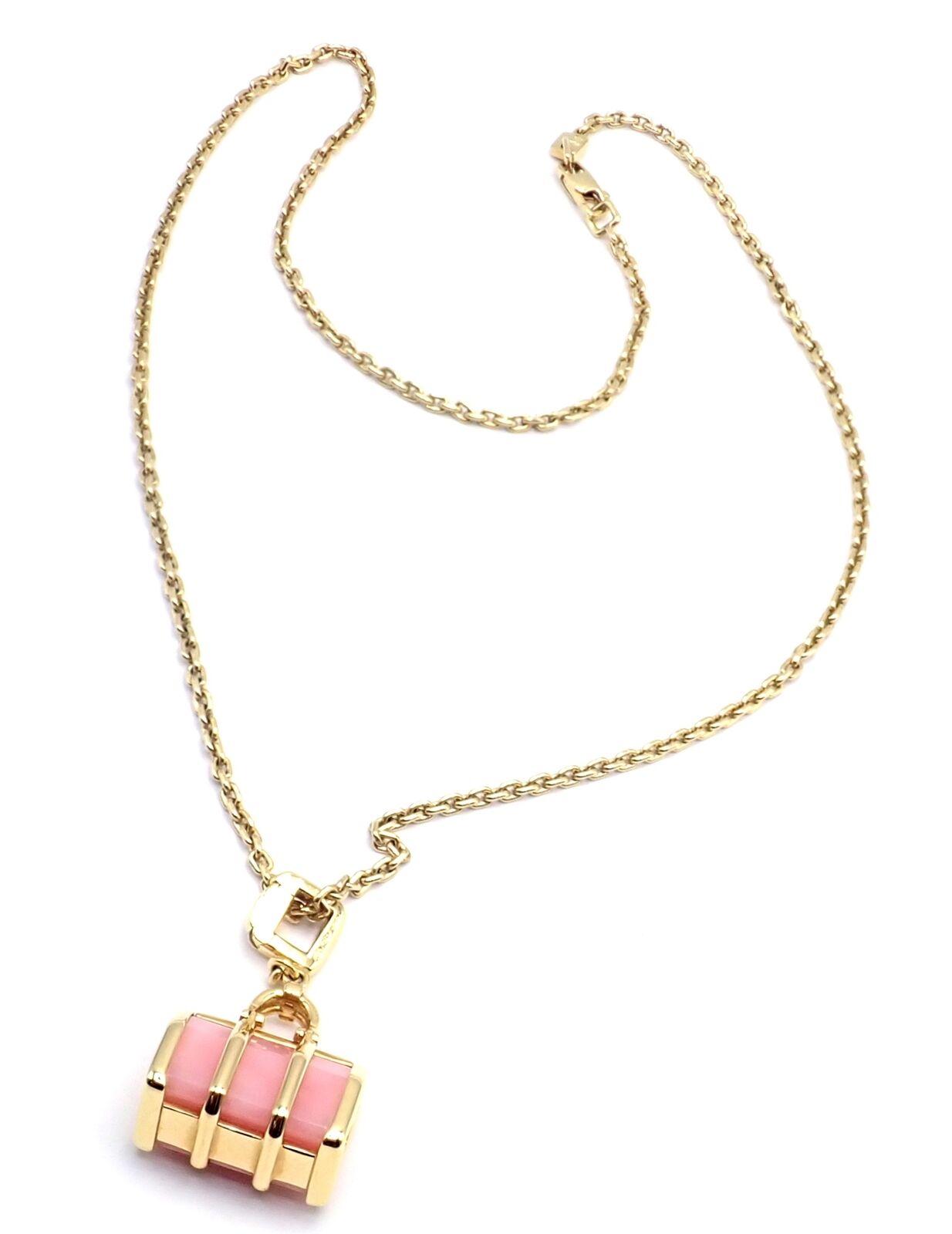Authentic! Louis Vuitton 18k Yellow Gold Quartz Purse Bag Pendant Chain Necklace | Fortrove