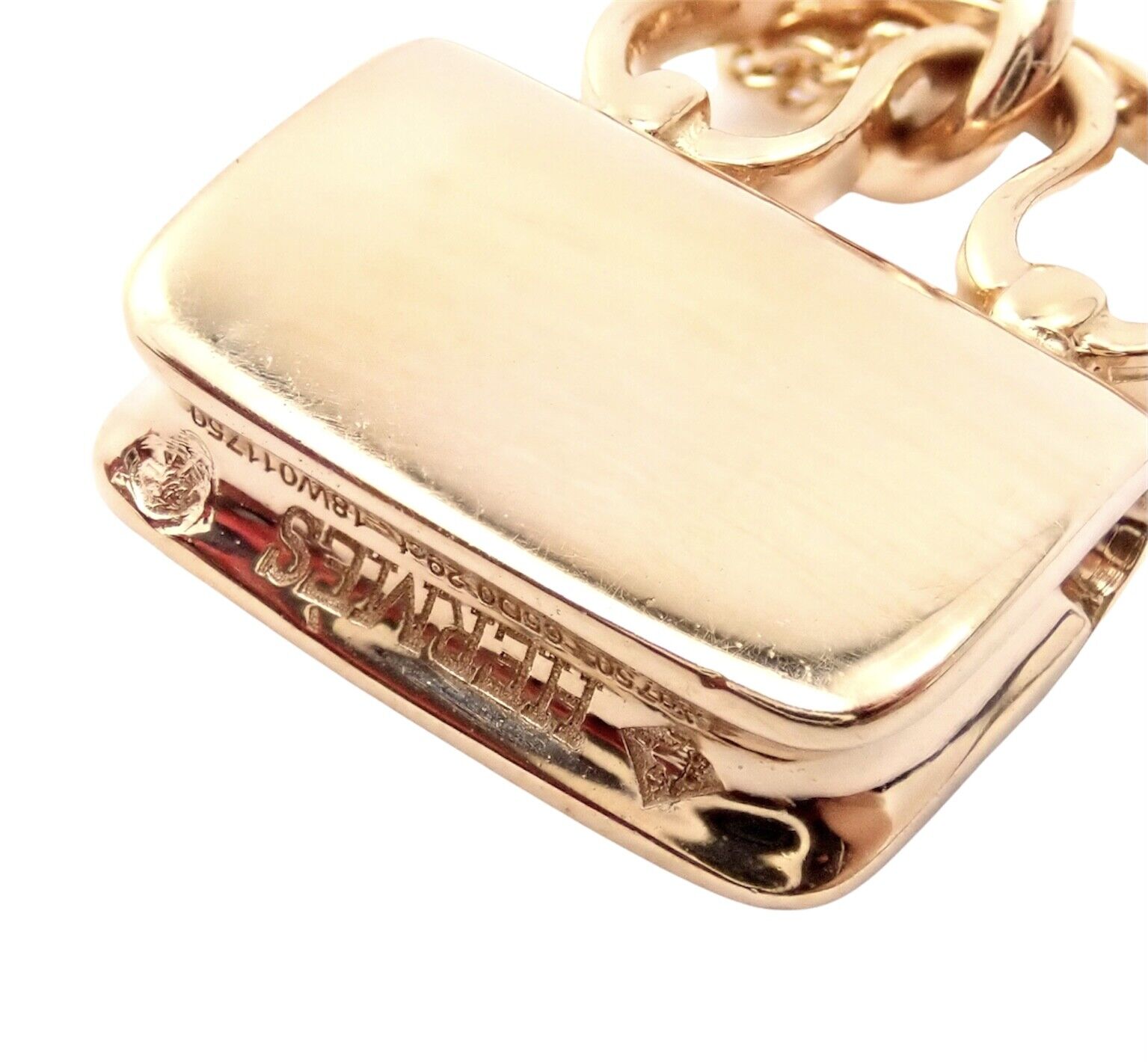 Rare! Authentic Hermes 18k Rose Gold Diamond Constance Amulette Pendant Necklace | Fortrove
