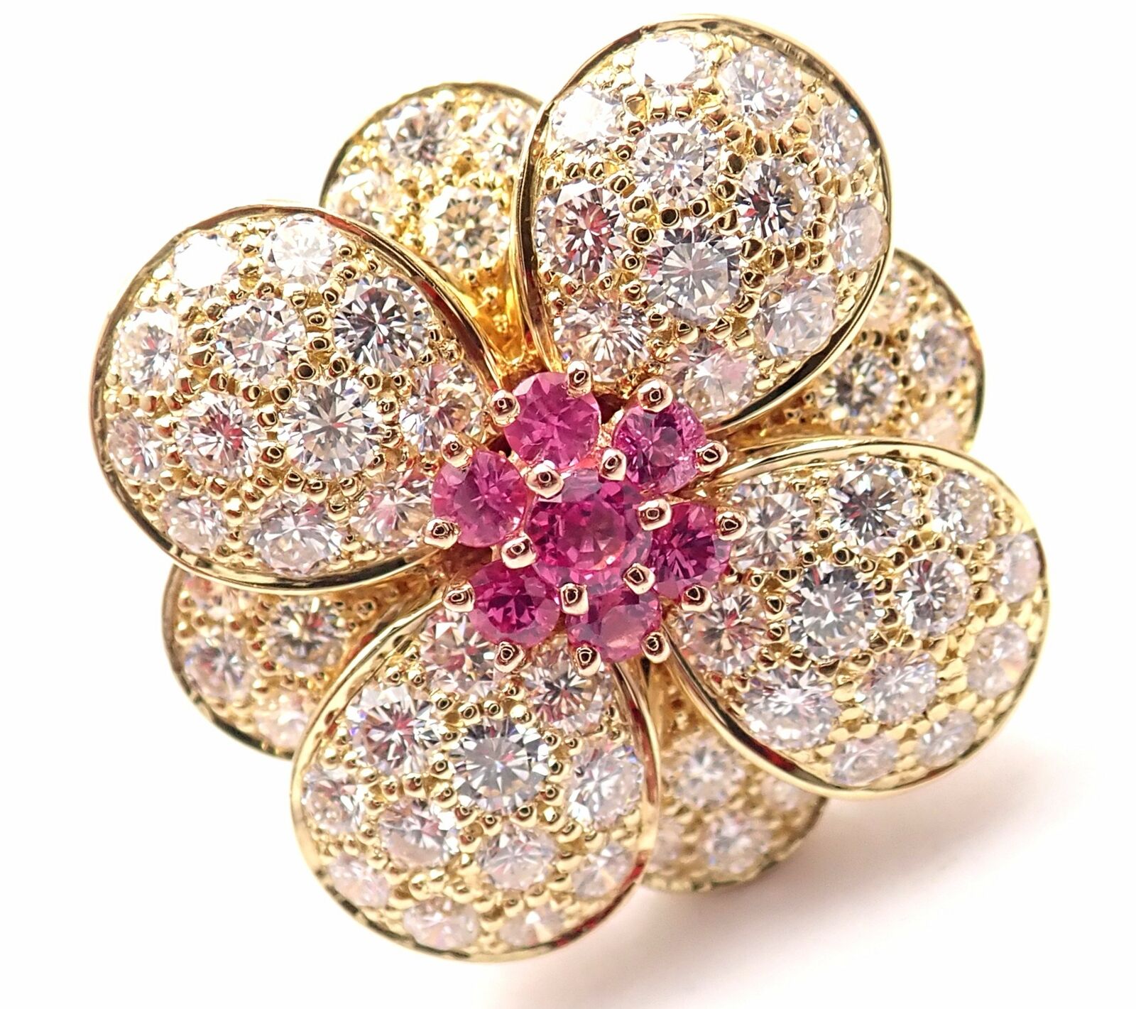 Van Cleef & Arpels Jewelry & Watches:Fine Jewelry:Rings Authentic! Van Cleef & Arpels 18k Rose Gold Pink Sapphire Diamond Flower Ring