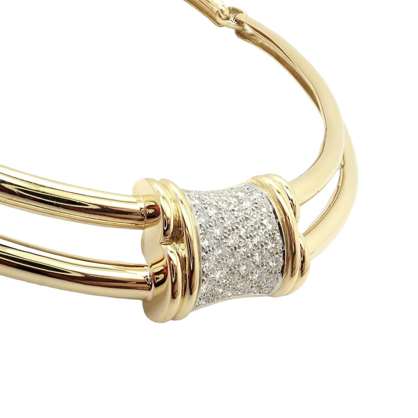 Authentic! Tiffany & Co 18k Yellow Gold 2ct Diamond Collar Necklace 15" | Fortrove