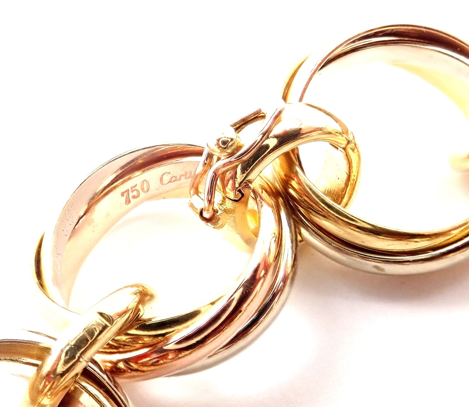 Authentic! Cartier Trinity 18k Multi Color Gold Round Wide Link Bracelet | Fortrove