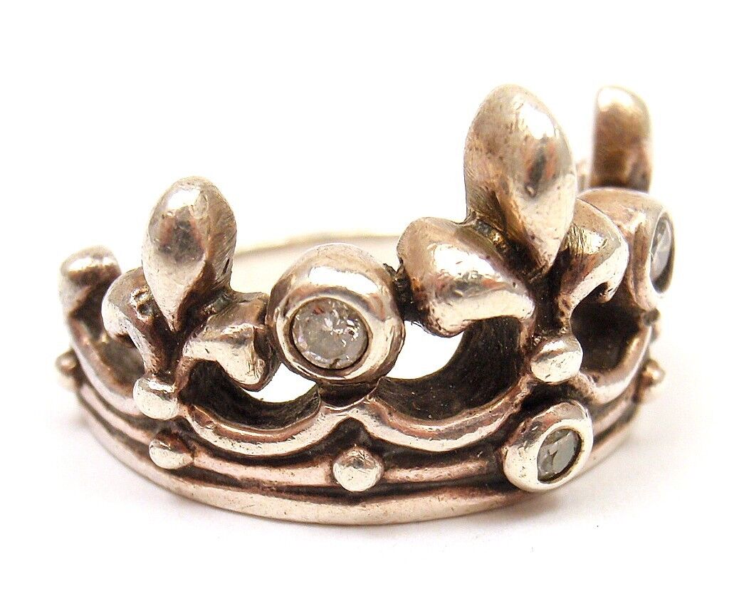 Rare! Authentic ROYAL ORDER Sterling Slver Diamond Crown Band Ring | Fortrove