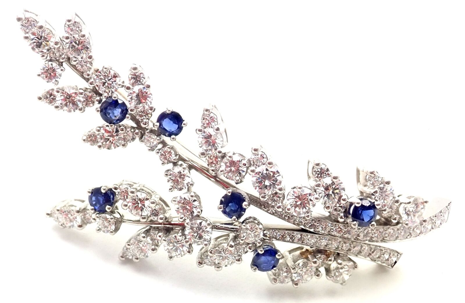 Authentic! Vintage Tiffany & Co. Platinum Diamond Sapphire Flower Pin Brooch | Fortrove