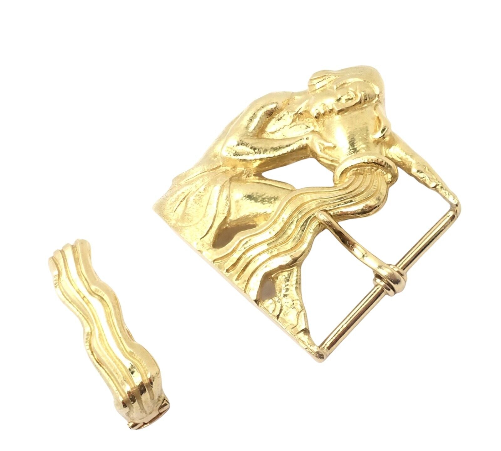 Rare! David Webb 18k Yellow Gold Large Zodiac Aquarius Belt Buckle 1980's | Fortrove