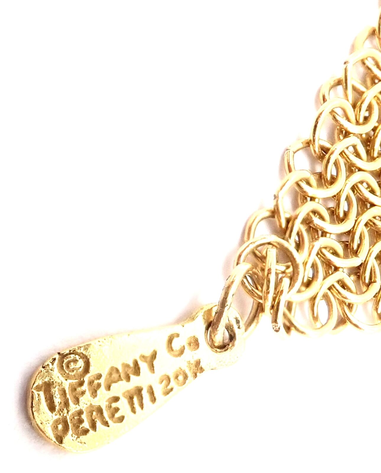 Vintage! Authentic Tiffany & Co Peretti 20k Yellow Gold Mesh Bib Scarf Necklace | Fortrove