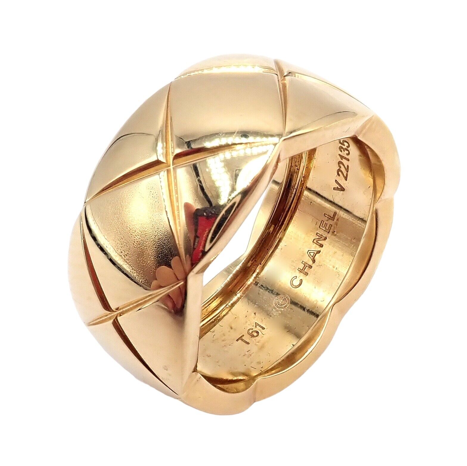 Authentic! Chanel 18k Yellow Gold Yellow Large Wide Coco Crush Band Ring | Fortrove