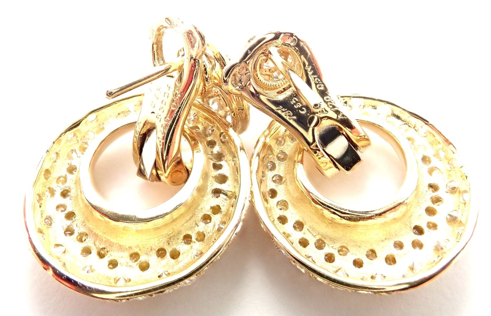 Rare! Van Cleef & Arpels 18k Yellow Gold Diamond MOP Door Knocker Earrings | Fortrove
