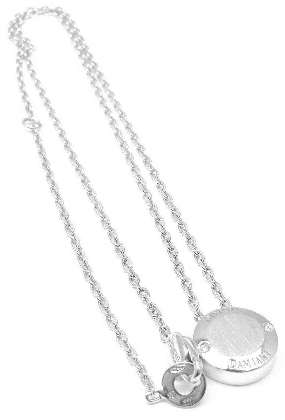 Authentic! Damiani Blasoni Diamond 18k White Gold Pendant Necklace | Fortrove