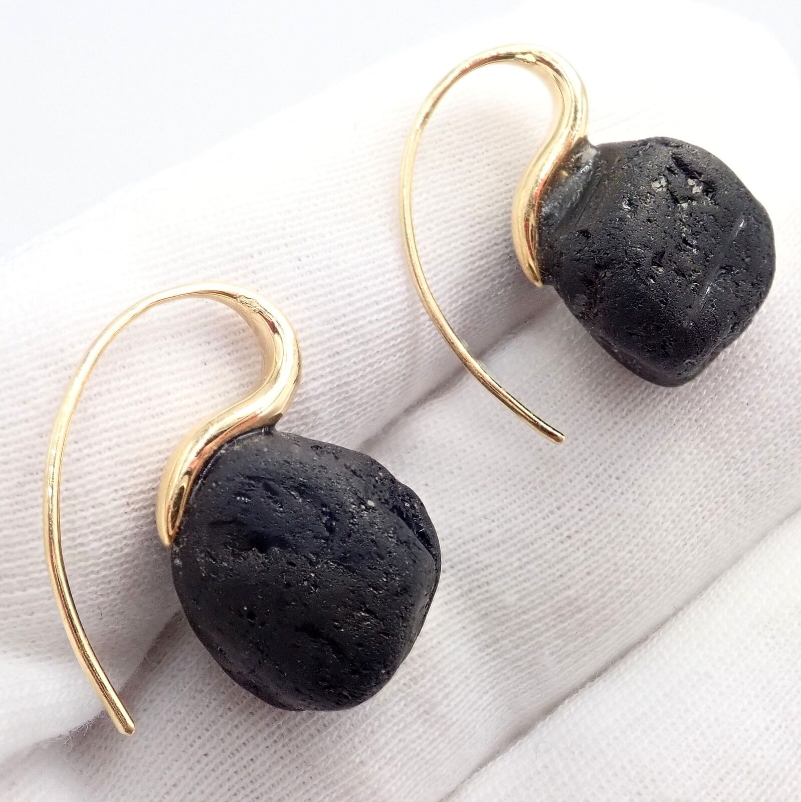 Unbranded Jewelry & Watches:Fine Jewelry:Earrings Vintage Estate 18k Yellow Gold French Maker M Lava Stone Earrings