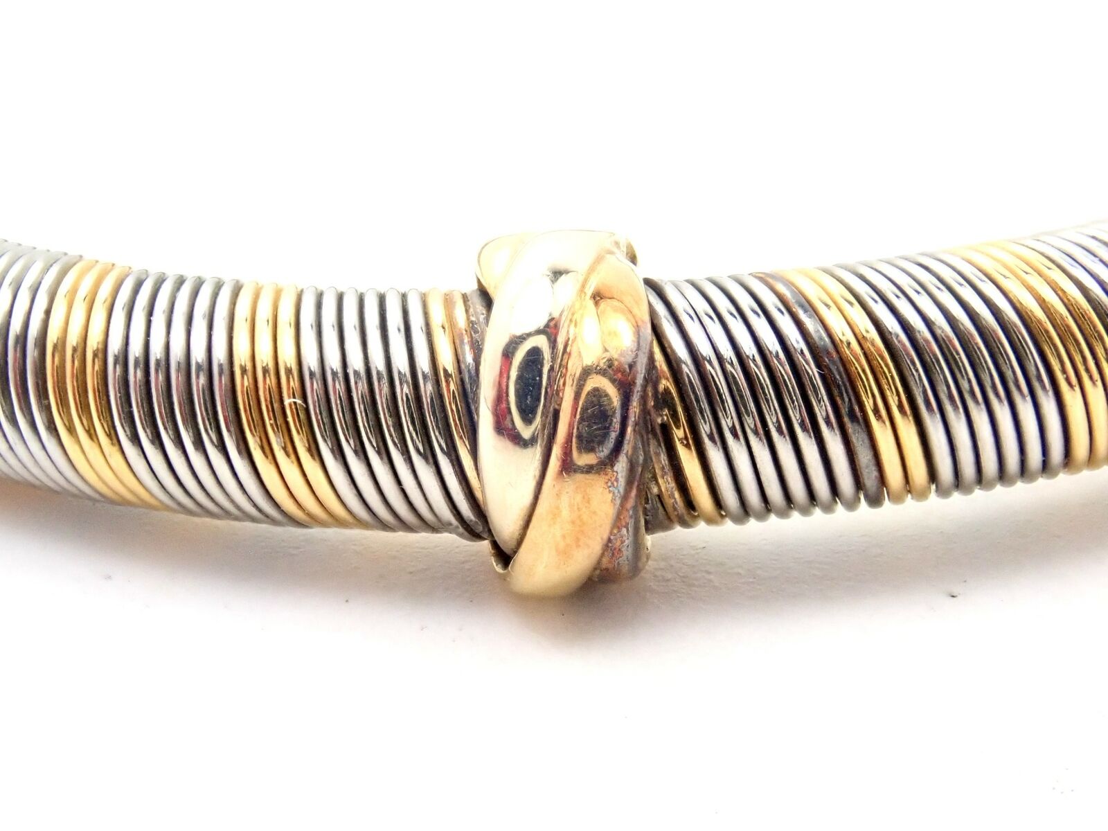 Authentic Vintage Cartier 18k Yellow Gold + Steel Bangle Trinity Bracelet | Fortrove