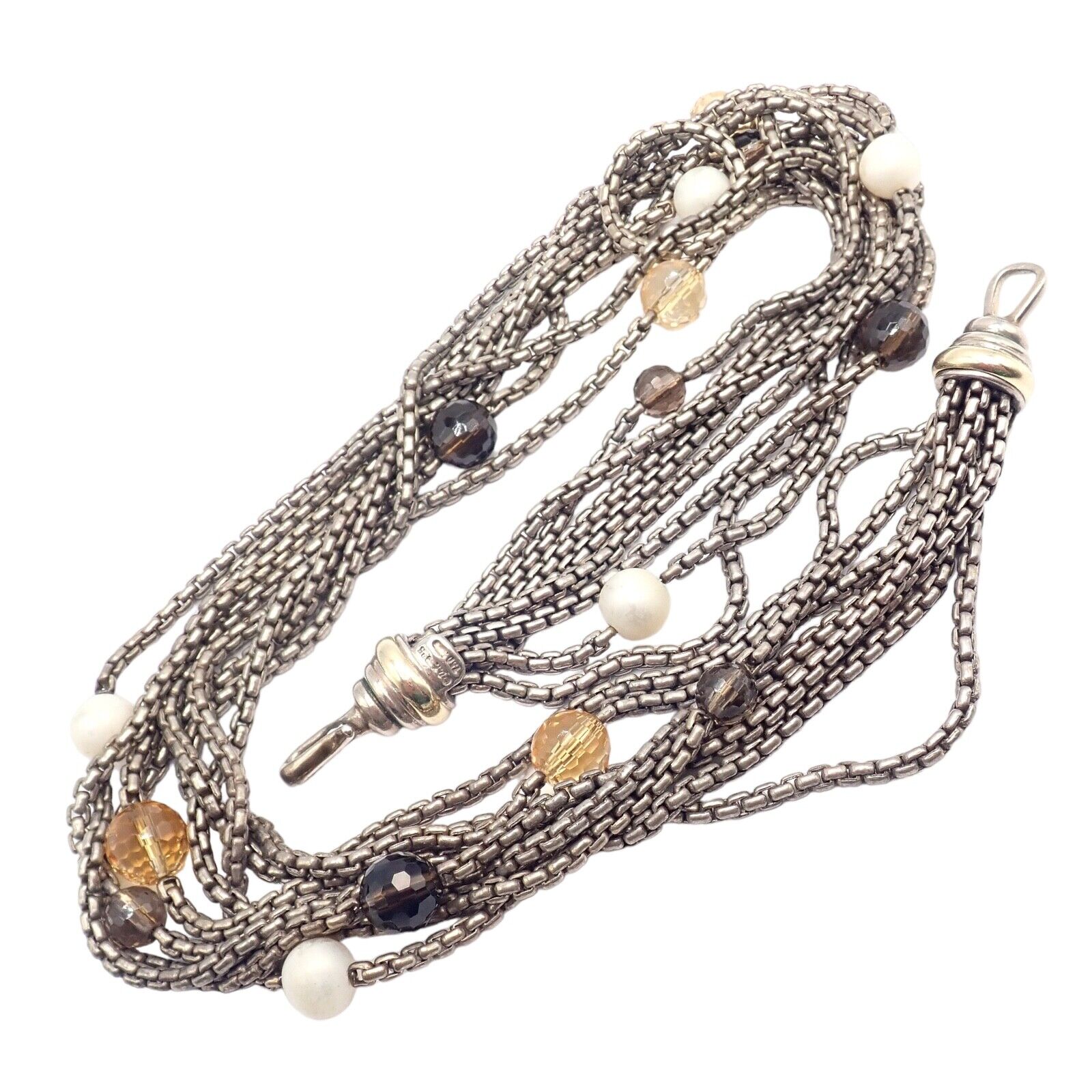 David Yurman DY 18k Yellow Gold Sterling Silver 8 Strand Box Chain Necklace | Fortrove