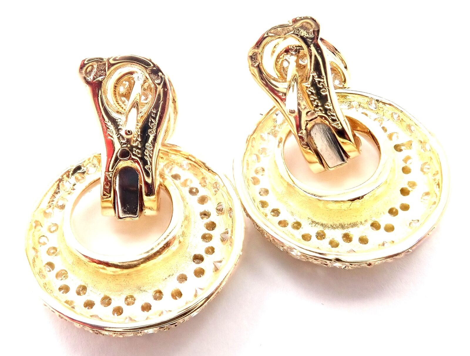 Rare! Van Cleef & Arpels 18k Yellow Gold Diamond MOP Door Knocker Earrings | Fortrove