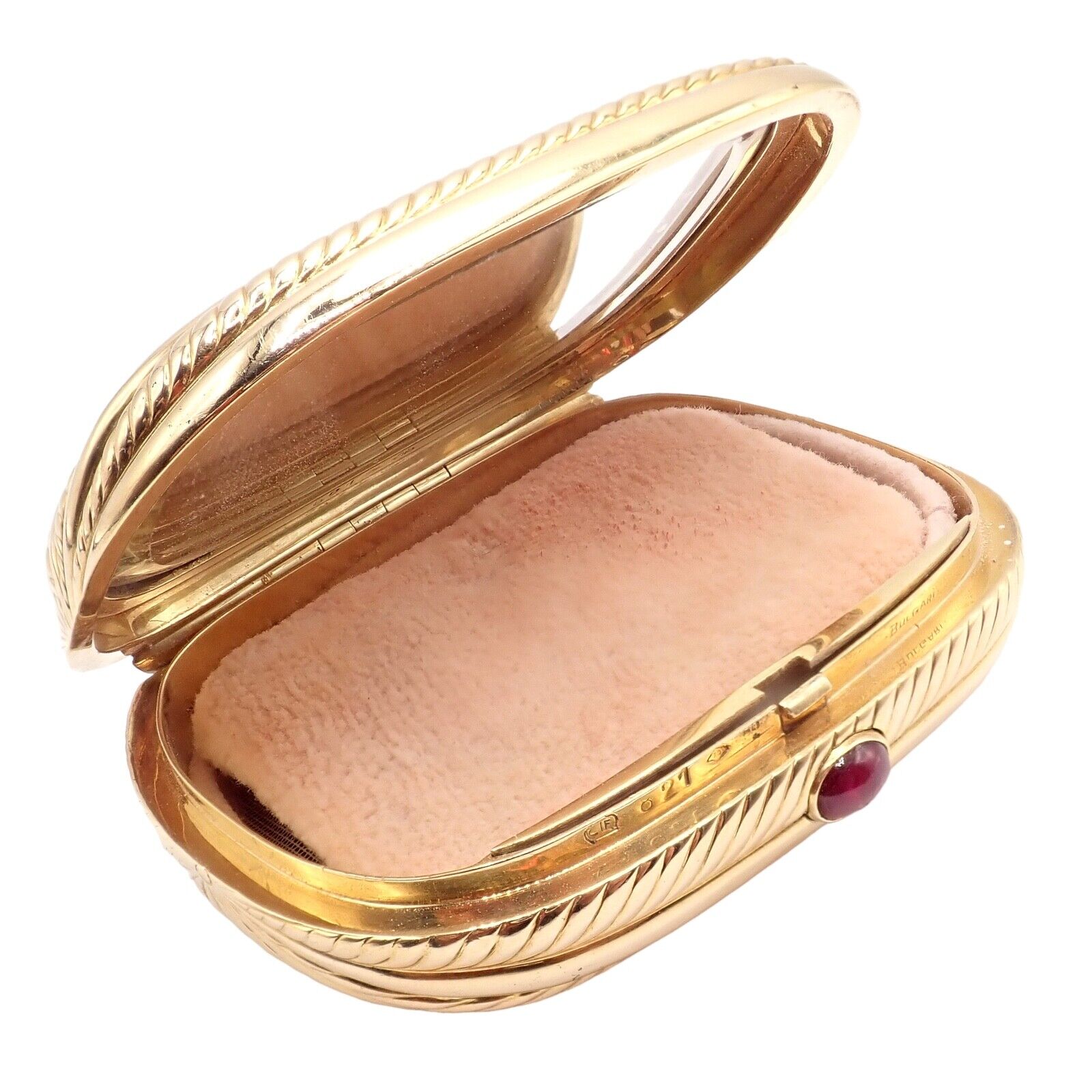 Bulgari Jewelry & Watches:Vintage & Antique Jewelry:Other Vintage & Antique Jewelry Authentic Vintage Rare Bulgari 18k Yellow Gold Ruby Large Makeup Compact 202.6g