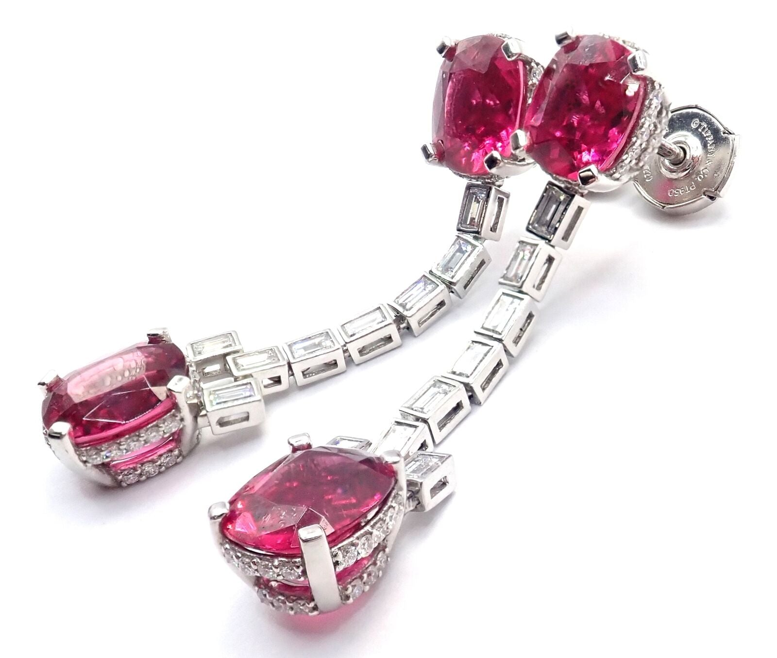 Tiffany & Co. Jewelry & Watches:Fine Jewelry:Earrings Rare! Authentic Tiffany & Co Platinum Diamond Rubellite Drop Earrings