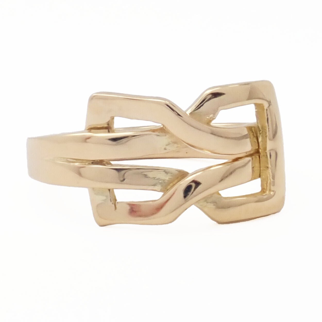 Authentic! Ilias Lalaounis Greece 18k Yellow Gold Belt Buckle Ring | Fortrove