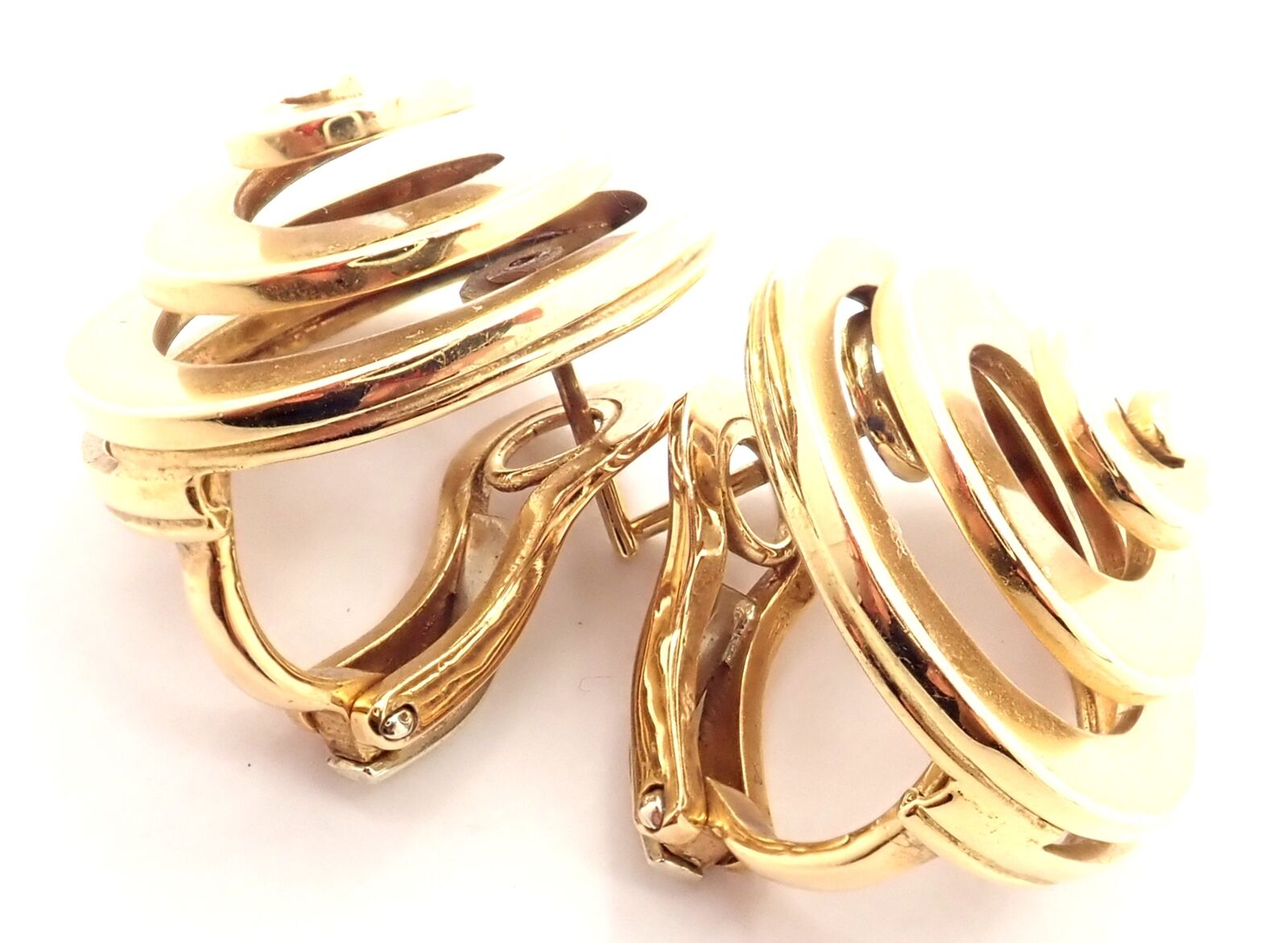 Authentic! Vintage BULGARI BULGARI 18k Yellow Gold Swirl Earrings | Fortrove