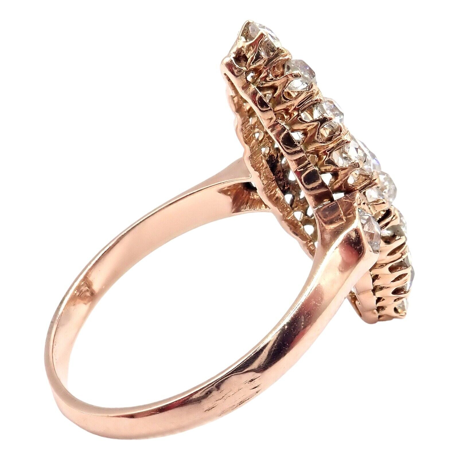 1930s Antique Vintage Estate 18k Rose Gold Old Miner Cut Diamond 3.80ctw Ring | Fortrove
