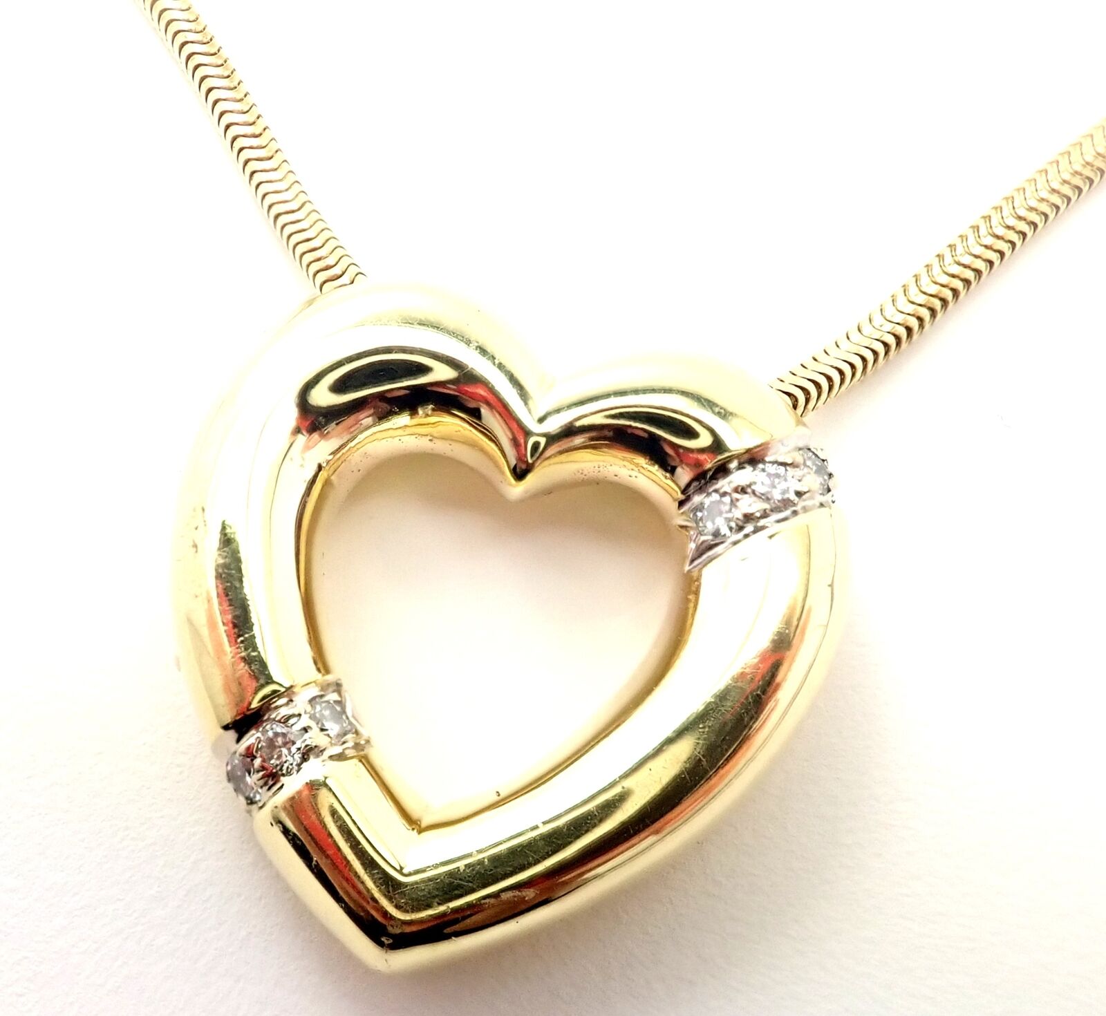 Authentic! Tiffany & Co Picasso 18k Yellow Gold Diamond Heart Pendant Necklace | Fortrove