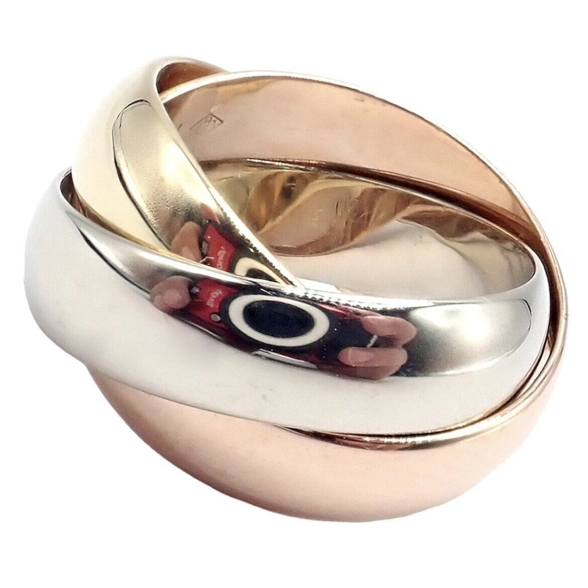 Authentic! Cartier Trinity 18k TriColor Gold Wide Band Ring 1990 | Fortrove