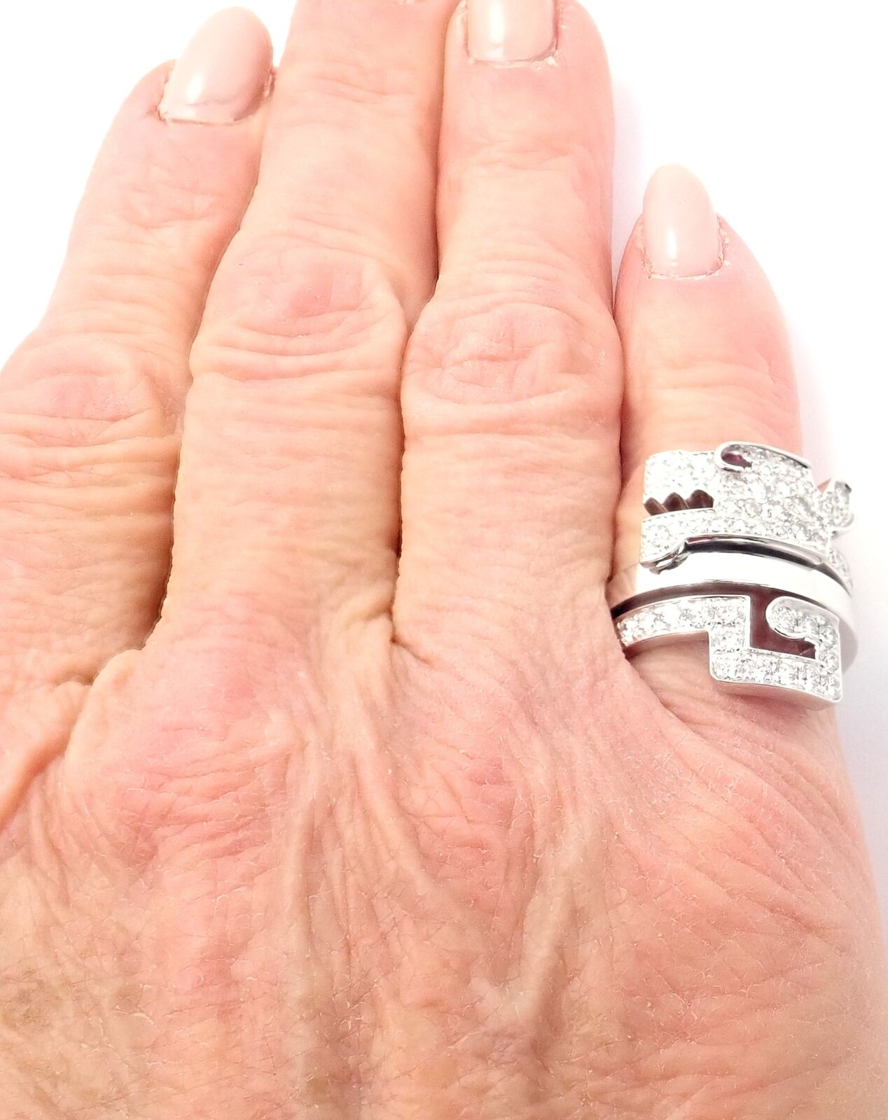 Authentic! Cartier Le Baiser Du Dragon 18k White Gold Diamond Ruby Ring Paper | Fortrove