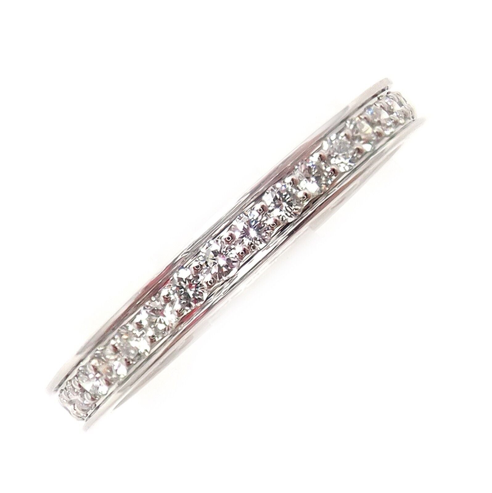 Authentic! Cartier Platinum Diamond 0.70ctw Eternity Band Ring Sz EU 49 US 5 | Fortrove