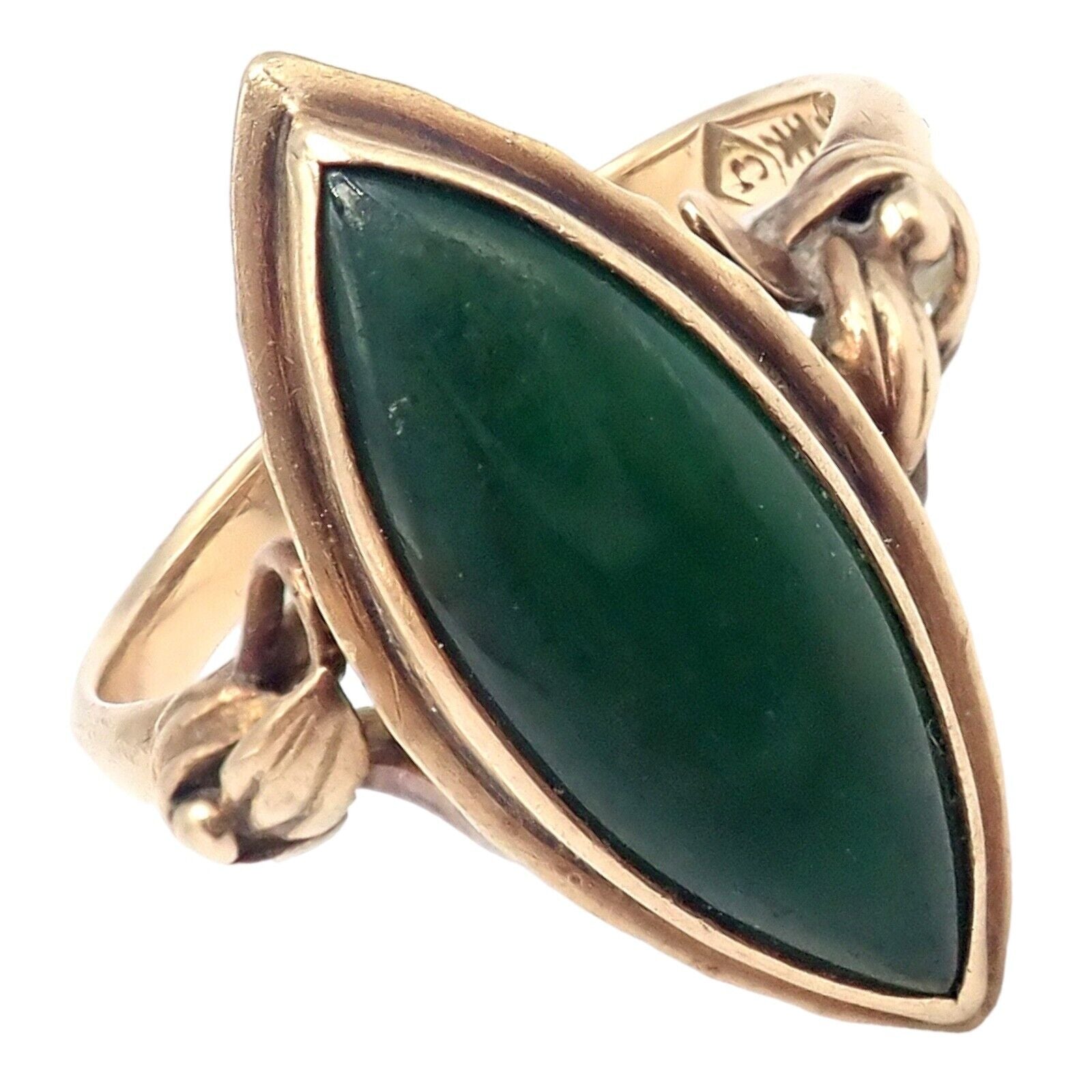 CJ Caribe Jewelry & Watches:Vintage & Antique Jewelry:Rings Vintage Estate 14k Yellow Gold Green Stone Art Deco CJ Caribe Ring sz 6.5