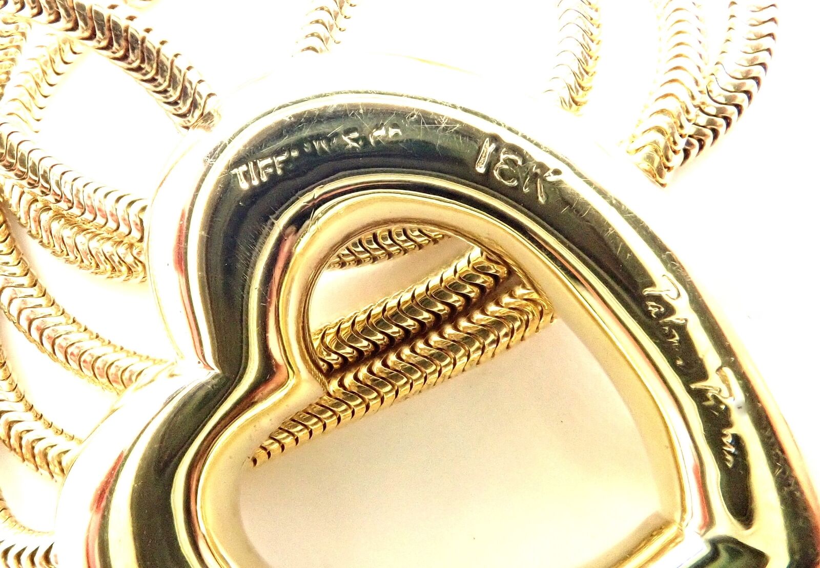 Authentic! Tiffany & Co Picasso 18k Yellow Gold Diamond Heart Pendant Necklace | Fortrove